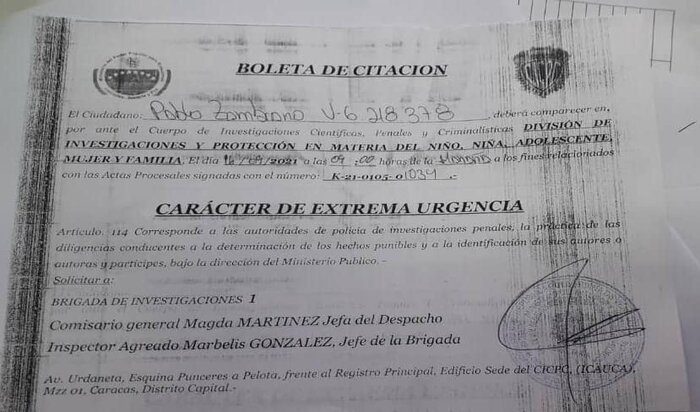 ¡CON CARÁCTER DE URGENCIA! Cicpc cita a dirigente sindical del sector Salud